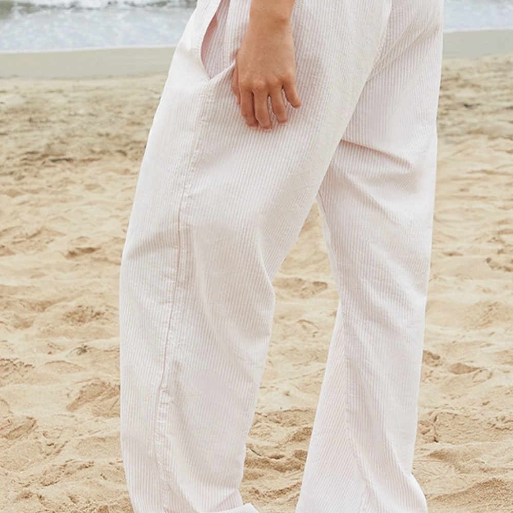 Brandy Melville Pink/white Stripes Drawstring Pants - Picture 2 of 8